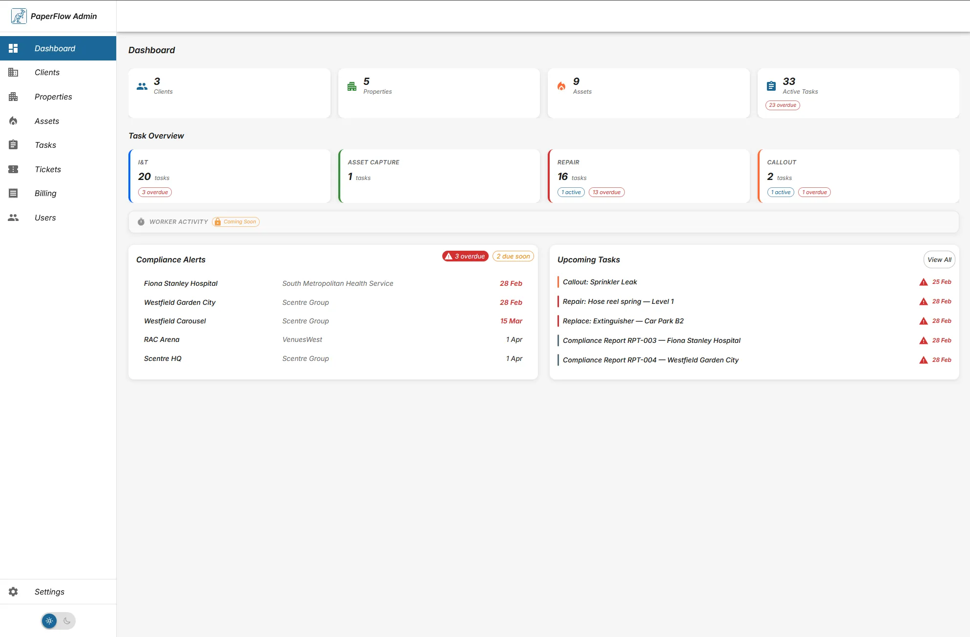 PaperFlow dashboard - light mode