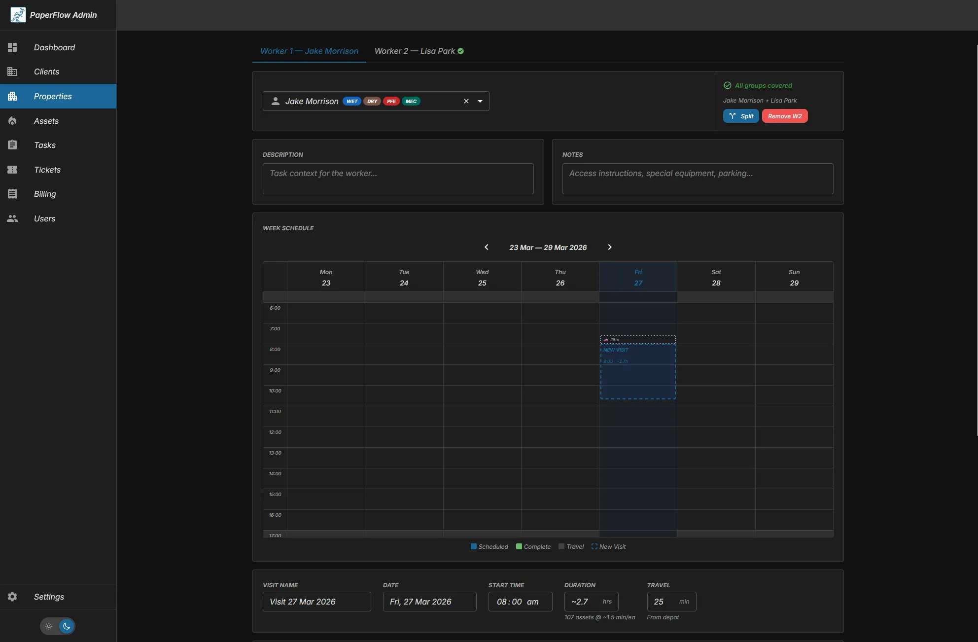 PaperFlow job assignment - dark mode